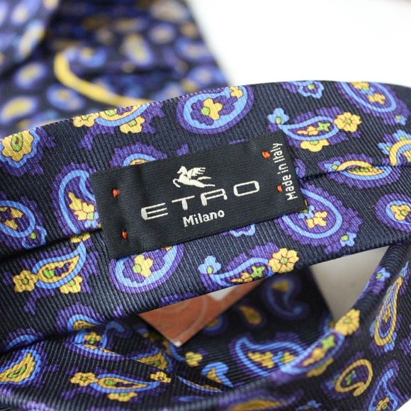 ETRO MILANO MEN'S TIE NEW 100% SILK MADE IN ITALY - Picture 3 of 8